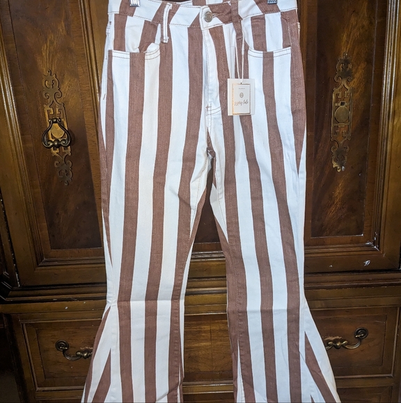Stripped 70's high rise flare jeans - Picture 2 of 6